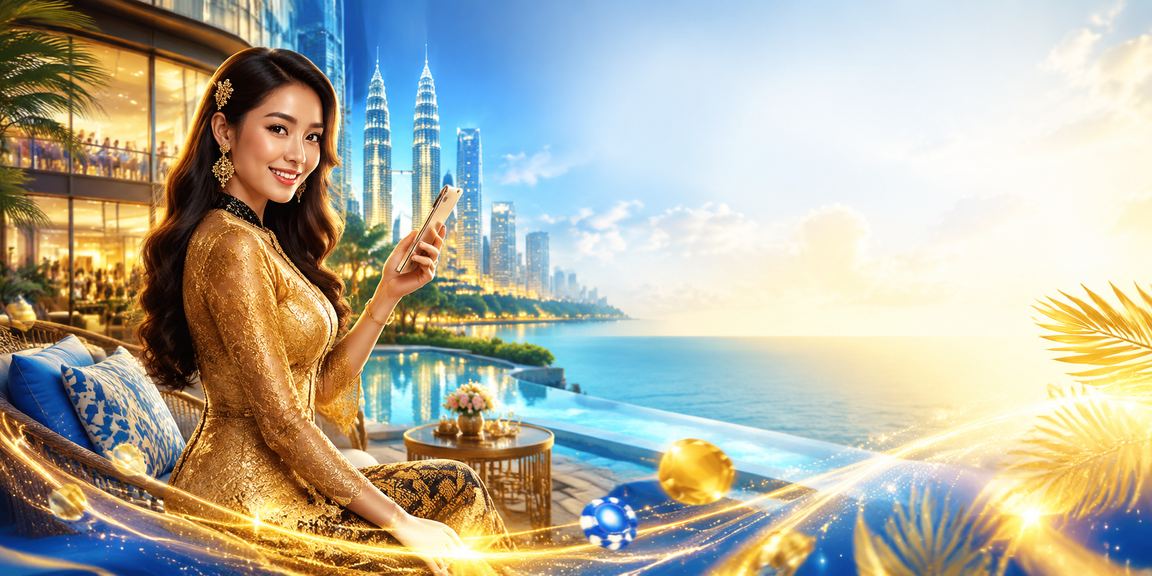 Wanita berbaju kebaya membuat deposit pertaruhan dalam talian di Kuala Lumpur